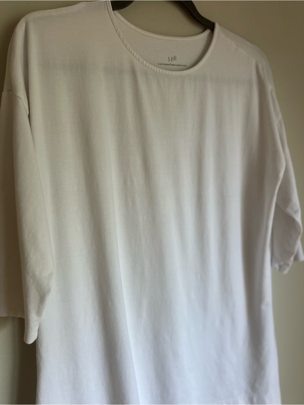 J. Jill Women’s Luxe Supima Ballet Sleeve Tunic Top White Size Medium Split Side - Picture 2 of 9